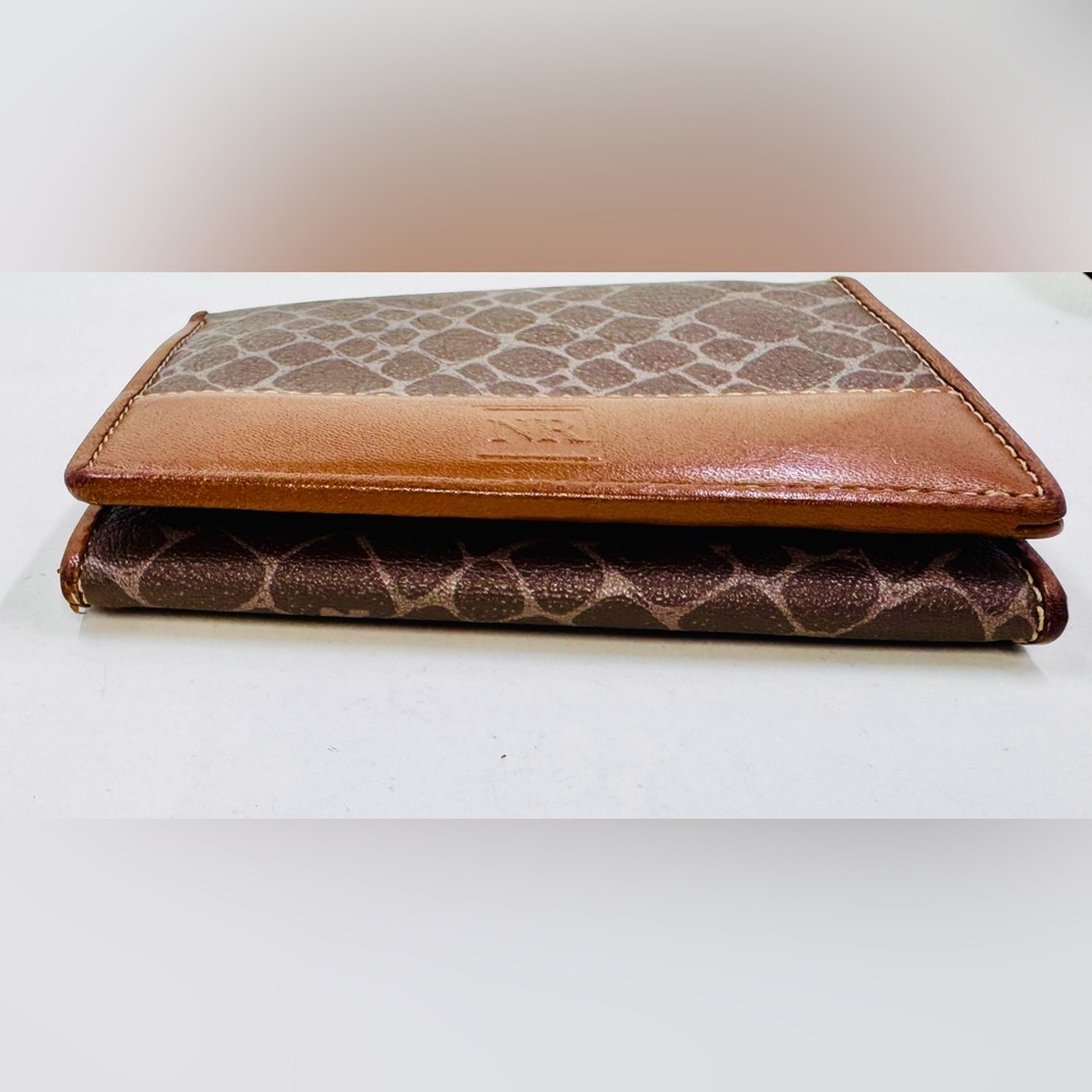 Nina Ricci Small Brown Leather Animal Print Wallet W/Optional Crossbody Chain - Picture 8 of 9
